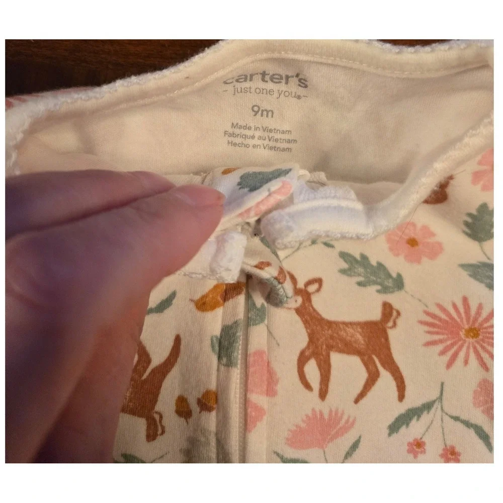 Carters‎ Baby Girl 9M Bundle 3pc Footed Sleepers Deer Bear Hooded Thermal Romper